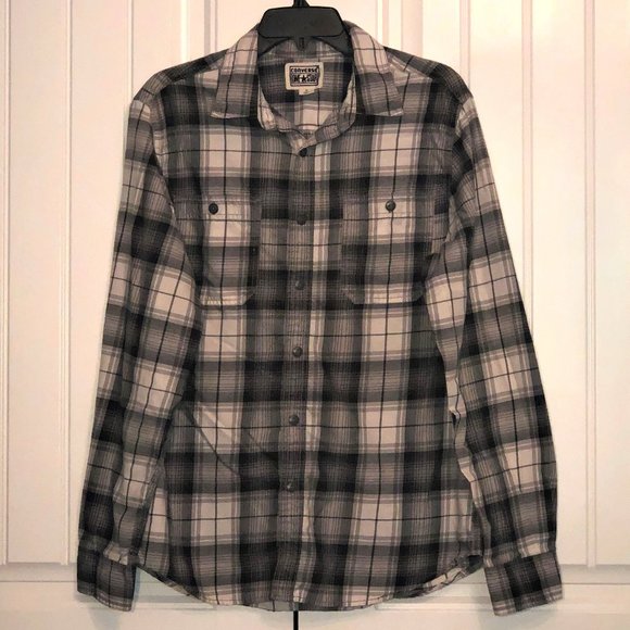 Converse Other - Converse plaid button down long sleeved shirt; med